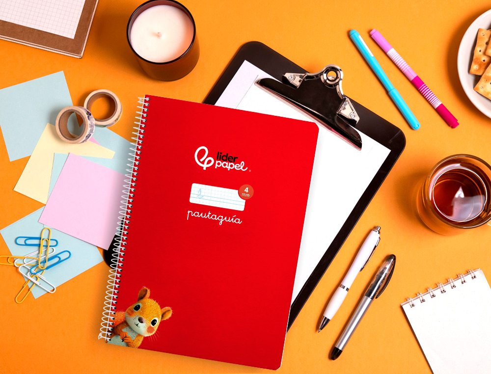 CUADERNO ESPIRAL LIDERPAPEL A4 PAUTAGUIA TAPA BLANDA 80H 75GR CUADRO PAUTADO 4MM COLOR ROJO