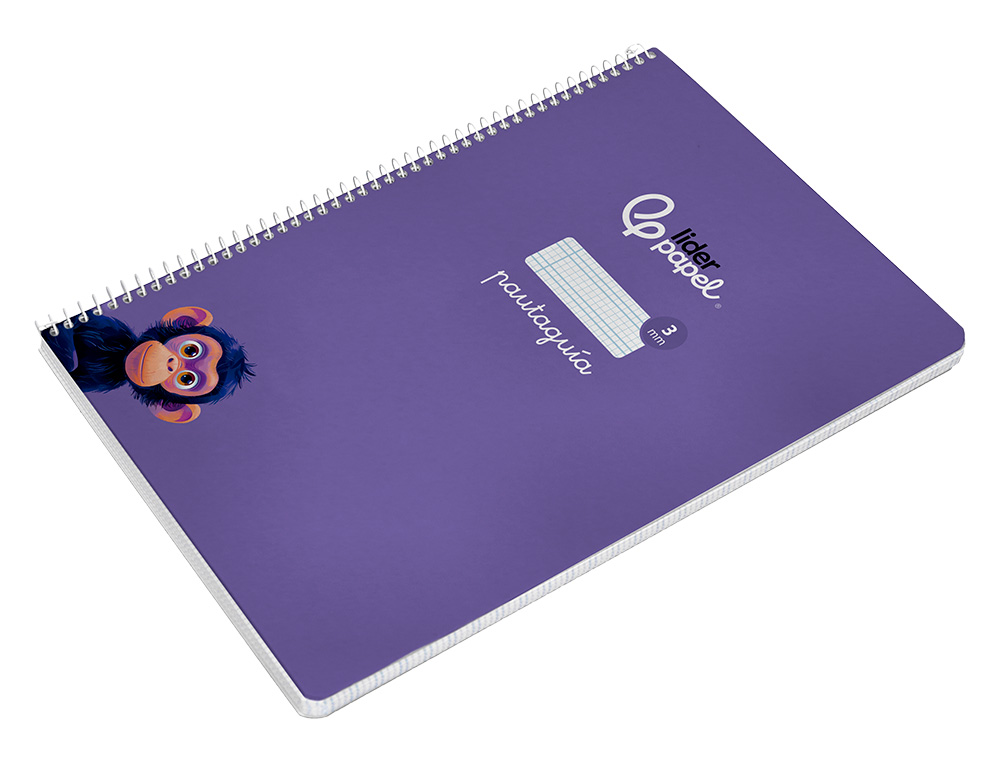 CUADERNO ESPIRAL LIDERPAPEL DIN A4 PAUTAGUIA TAPA DURA 80H 90 GR CUADRO PAUTADO 3MM COLOR LILA