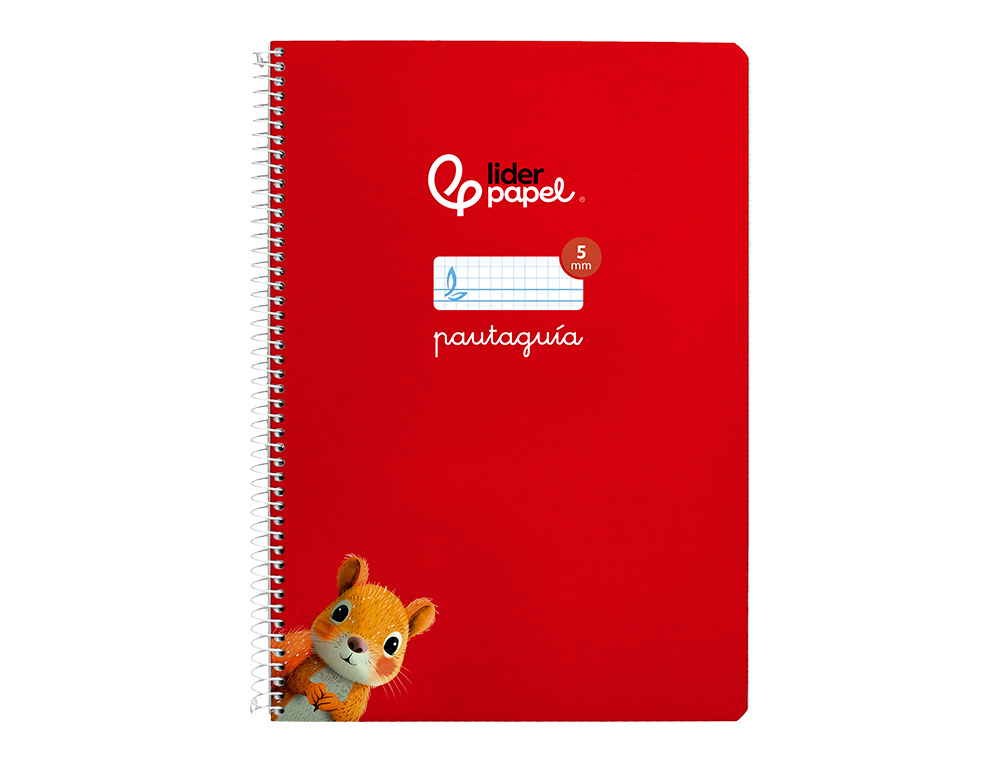 CUADERNO ESPIRAL LIDERPAPEL DIN A4 PAUTAGUIA TAPA DURA 80H 90 GR CUADRO PAUTADO 5MM COLOR ROJO