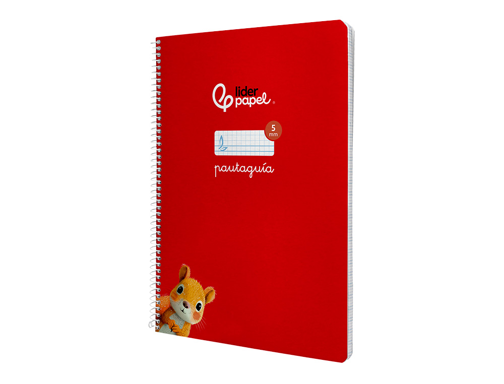 CUADERNO ESPIRAL LIDERPAPEL DIN A4 PAUTAGUIA TAPA DURA 80H 90 GR CUADRO PAUTADO 5MM COLOR ROJO
