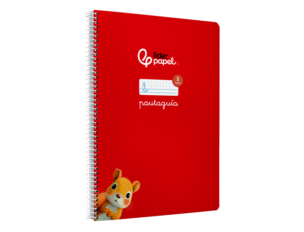 CUADERNO ESPIRAL LIDERPAPEL DIN A4 PAUTAGUIA TAPA DURA 80H 90 GR CUADRO PAUTADO 5MM COLOR ROJO