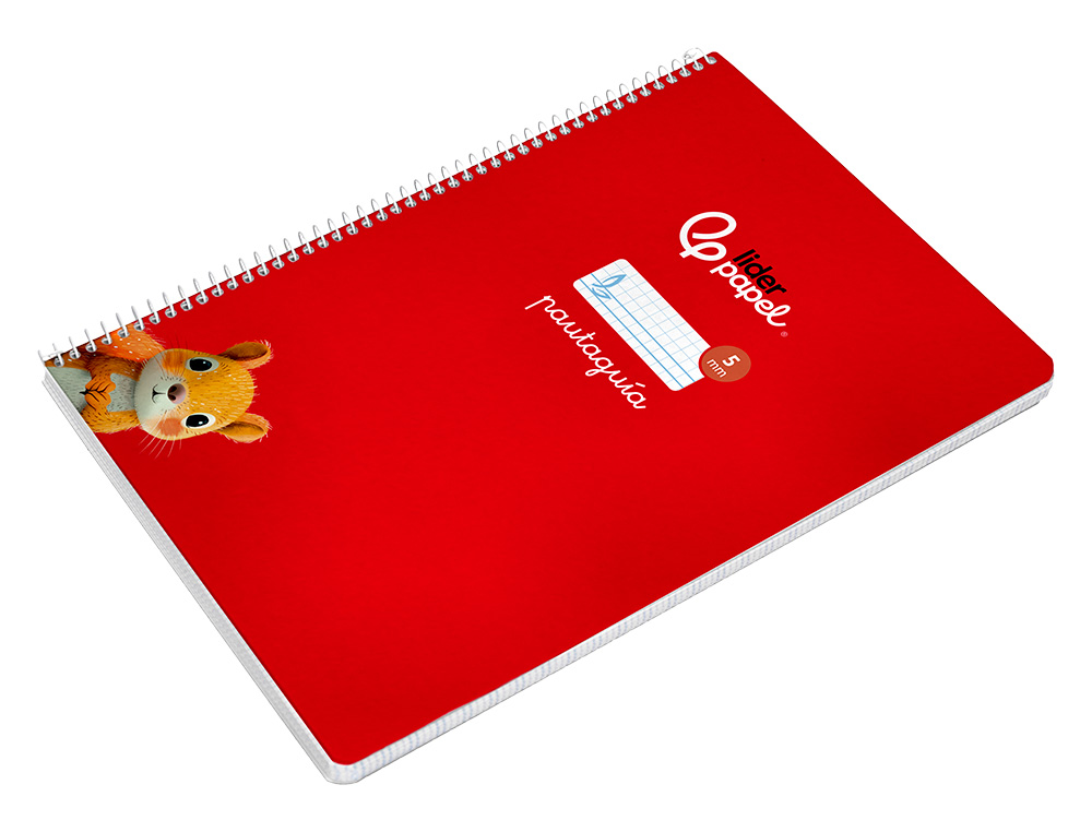 CUADERNO ESPIRAL LIDERPAPEL DIN A4 PAUTAGUIA TAPA DURA 80H 90 GR CUADRO PAUTADO 5MM COLOR ROJO