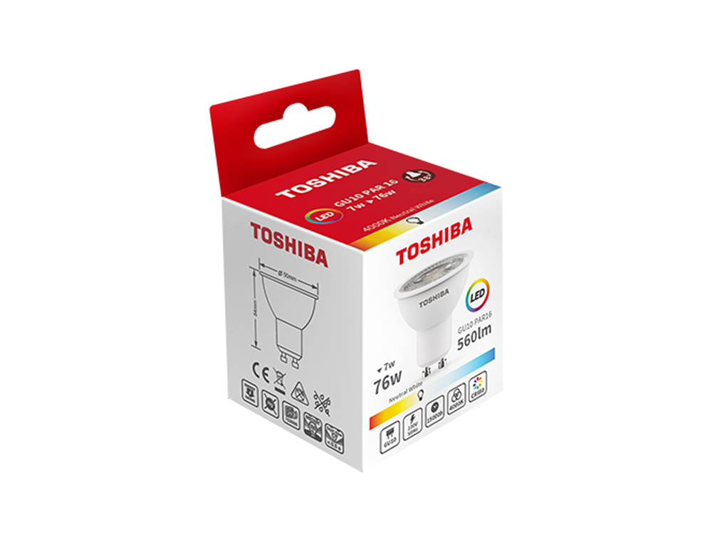 BOMBILLA LED TOSHIBA GU10 5.5W 3000K LUZ CALIDA