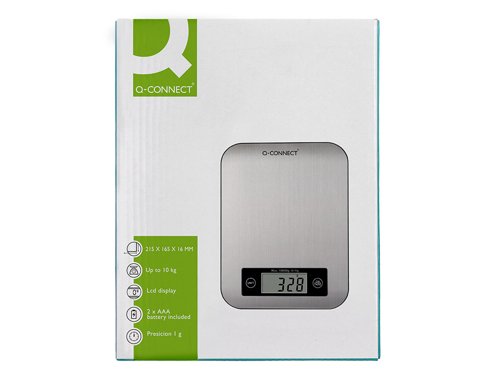 BASCULA PRECISION Q-CONNECT DIGITAL CON PANTALLA LCD PRECISION 1 GR CAPACIDAD DE 5 GR A 10 KG 215X165X16MM