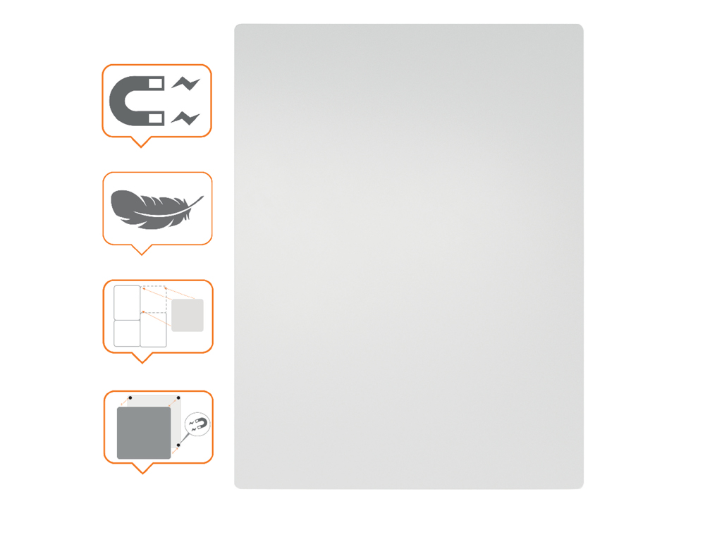 PIZARRA BLANCA NOBO MODULAR SIN MARCO ACERO MAGNETICA 600X450 MM