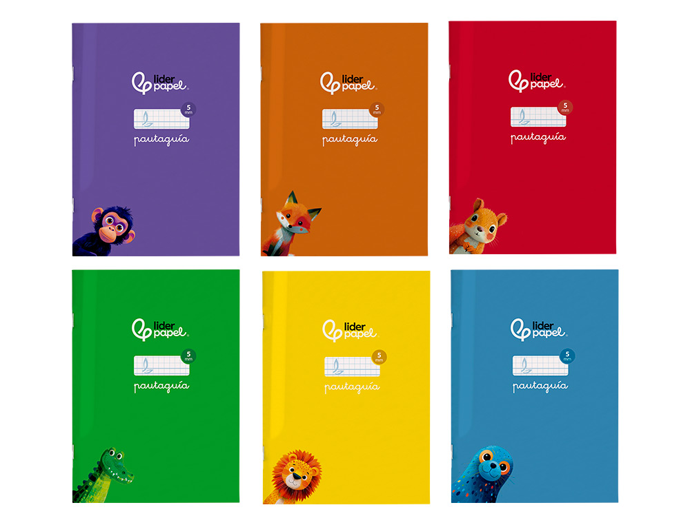 LIBRETA LIDERPAPEL PAUTAGUIA TAPA CARTONCILLO 32H DIN A5+ 75GR CUADRICULADO PAUTADO 5MM CON MARGEN 6 COLORES SURTIDOS