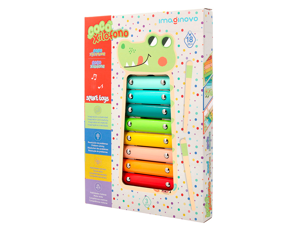 JUEGO INFANTIL IMAGINOVO MADERA XILOFONO INSTRUMENTO MUSICAL COCODRILO +18 MESES 28X14,8X2,5CM