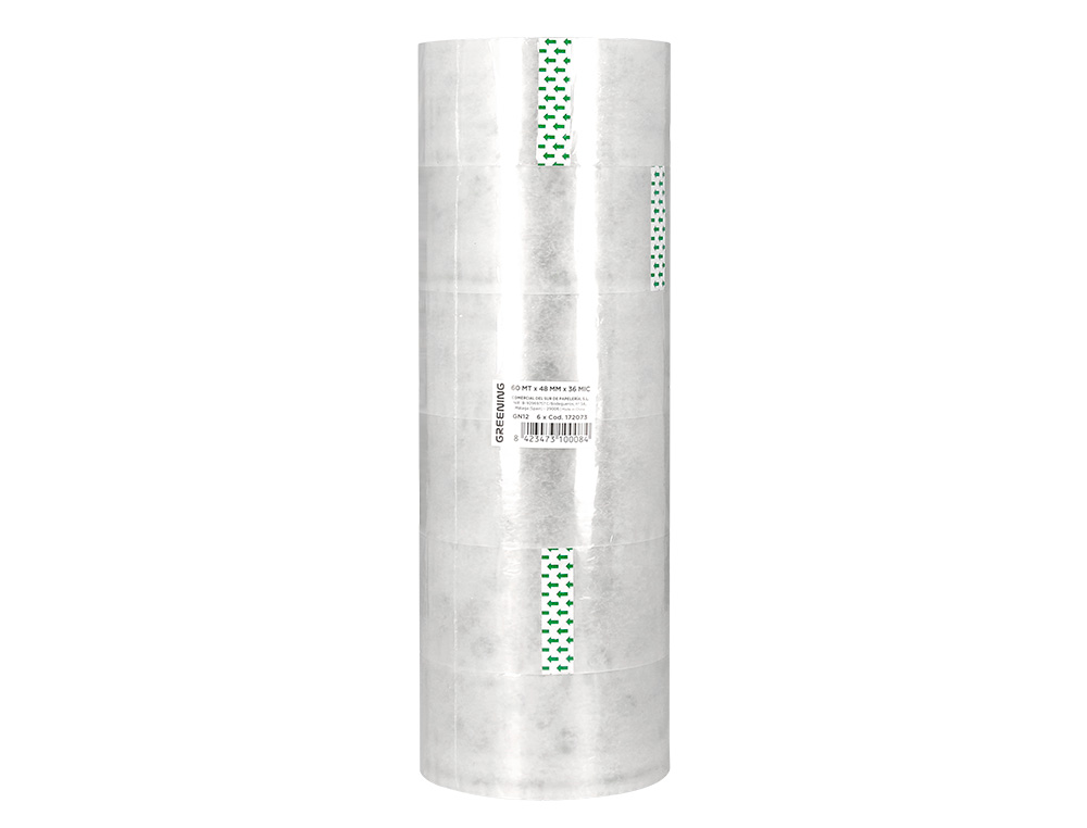 CINTA ADHESIVA GREENING POLIPROPILENO TRANSPARENTE 60 MT X 48 MM PARA EMBALAJE