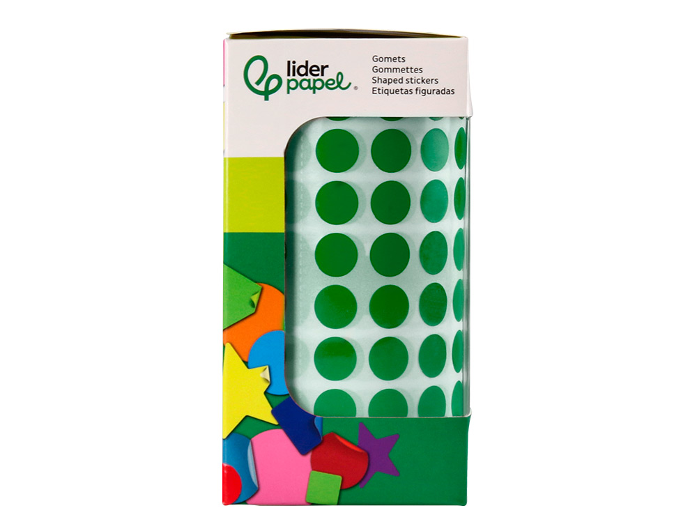 GOMETS LIDERPAPEL AUTOADHESIVO CIRCULOS 10,5 MM VERDE ROLLO DE 6000 UNIDADES EN CAJA DE CARTON