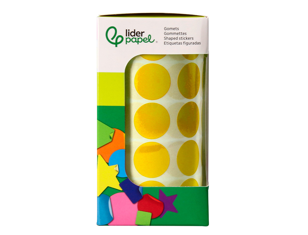 GOMETS LIDERPAPEL AUTOADHESIVO CIRCULOS 20 MM AMARILLO ROLLO DE 2000 UNIDADES EN CAJA DE CARTON