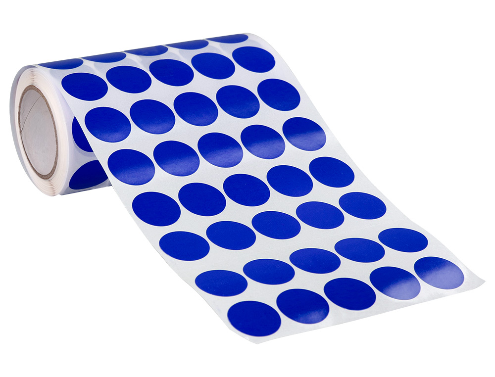 GOMETS LIDERPAPEL AUTOADHESIVO CIRCULOS 20 MM AZUL ROLLO DE 2000 UNIDADES EN CAJA DE CARTON