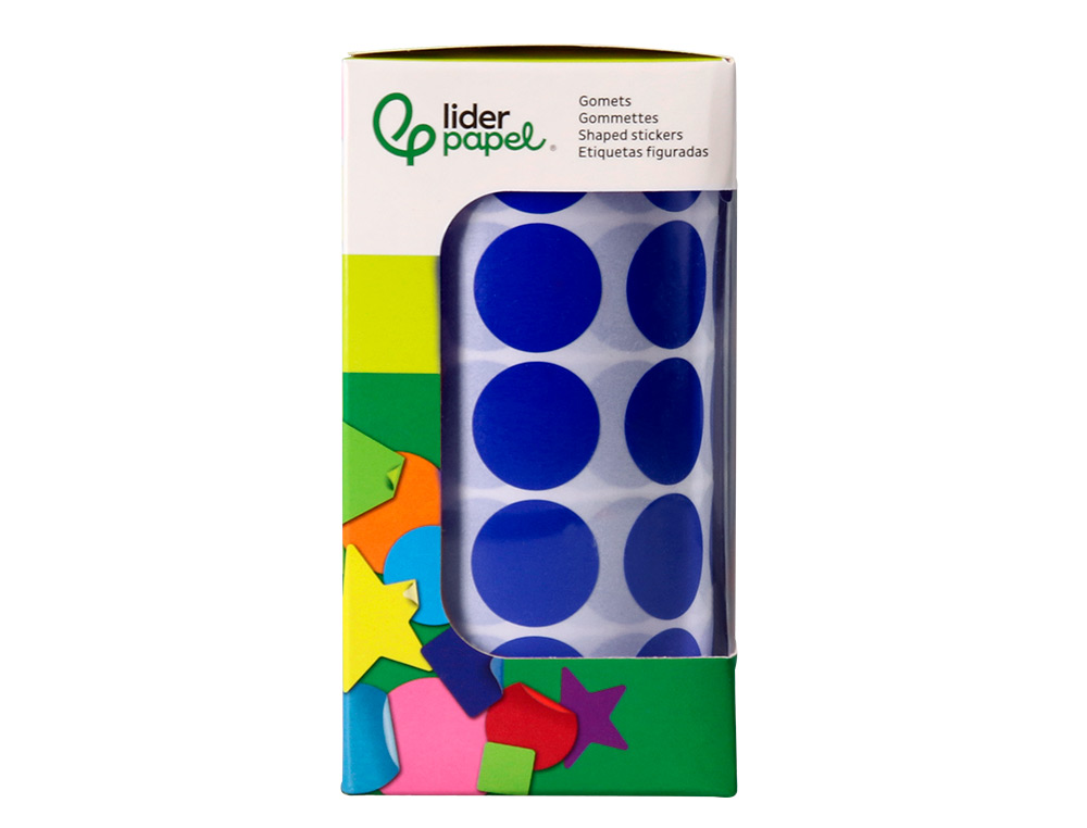 GOMETS LIDERPAPEL AUTOADHESIVO CIRCULOS 20 MM AZUL ROLLO DE 2000 UNIDADES EN CAJA DE CARTON