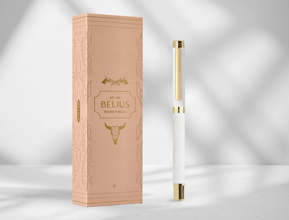 ROLLER BELIUS WILD WEST ALUMINIO COLOR CREMA DORADO TINTA COLOR NEGRO CAJA DE DISEÑO