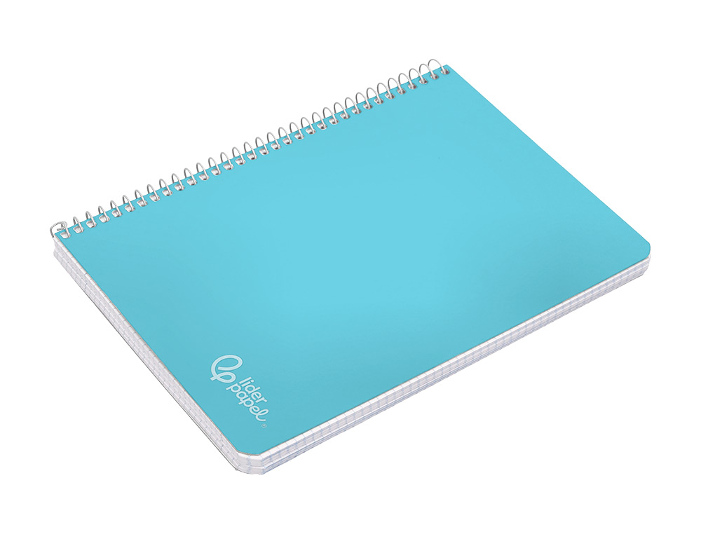 CUADERNO ESPIRAL LIDERPAPEL DIN A5 WITTY TAPA DURA 80H 90GR CUADRO 4MM CON MARGEN COLOR AZUL