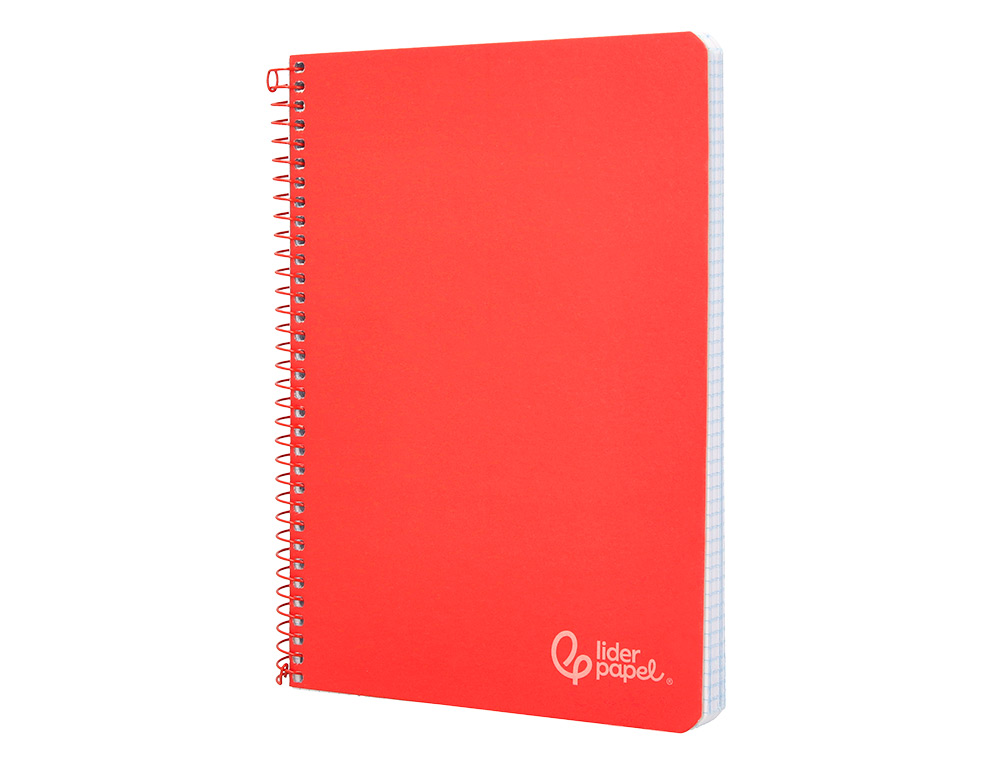 CUADERNO ESPIRAL LIDERPAPEL A5 WITTY TAPA DURA 80H 90GR CUADRO 4MM CON MARGEN COLOR ROJO