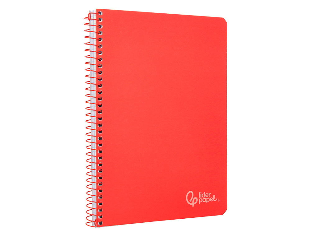 CUADERNO ESPIRAL LIDERPAPEL A5 WITTY TAPA DURA 80H 90GR CUADRO 4MM CON MARGEN COLOR ROJO