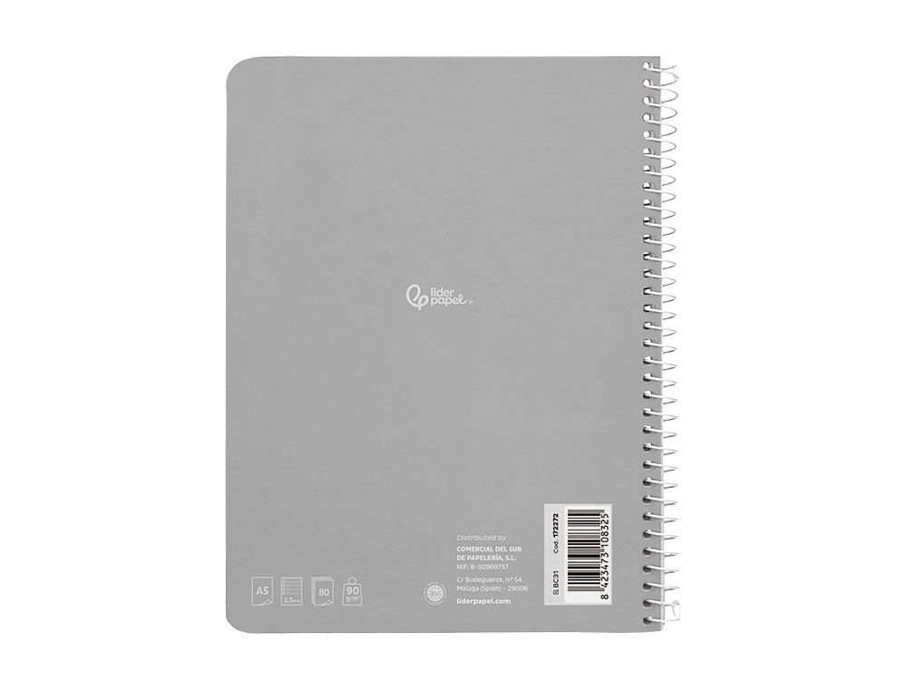 CUADERNO ESPIRAL LIDERPAPEL DIN A5 WITTY TAPA DURA 80H 90GR PAUTA ESTRECHA 2,5MM CONMARGEN COLORES SURTIDOS