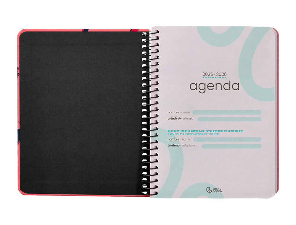 AGENDA ESCOLAR LIDERPAPEL 25-26 ESPIRAL PATTERNS ZIGZAG SEMANA VISTA A6 BILINGÜE PAPEL FSC 80 GR