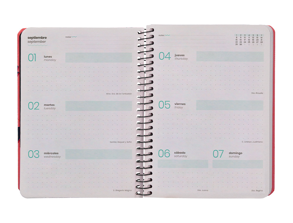 AGENDA ESCOLAR LIDERPAPEL 25-26 ESPIRAL PATTERNS ZIGZAG SEMANA VISTA A6 BILINGÜE PAPEL FSC 80 GR