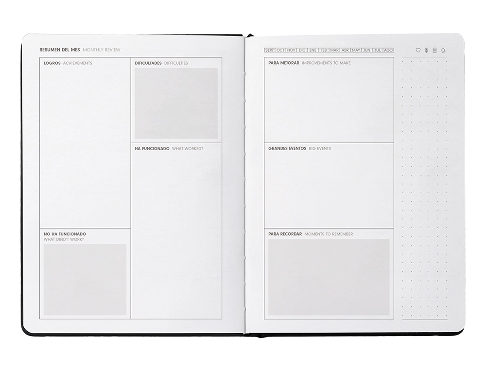 AGENDA ESCOLAR ANTARTIK 25-26 ENCUADERNADA GO! SIMIL PIEL NEGRO SEMANA VISTA A5 BILINGEPAPEL FSC 80 GR