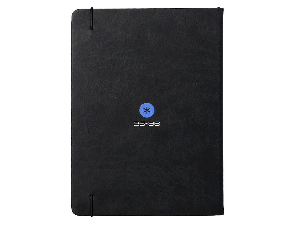 AGENDA ESCOLAR ANTARTIK 25-26 ENCUADERNADA GO! SIMIL PIEL NEGRO SEMANA VISTA A5 BILINGEPAPEL FSC 80 GR