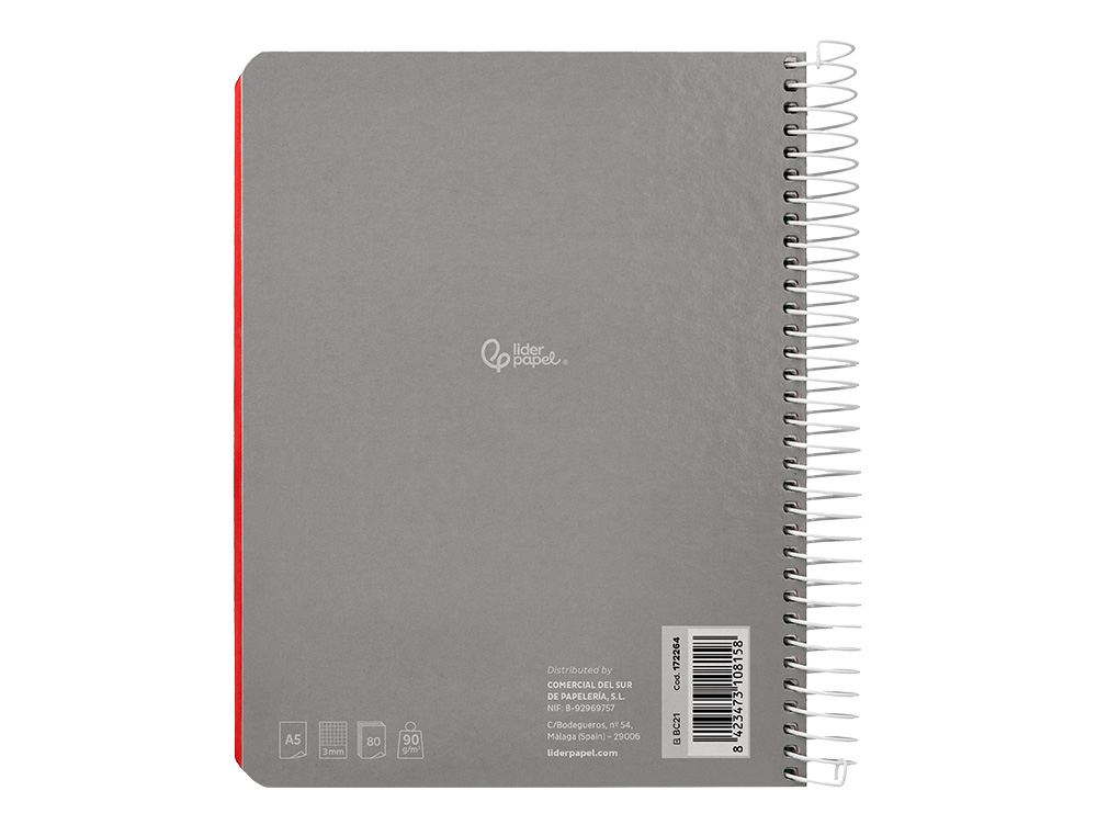 CUADERNO ESPIRAL LIDERPAPEL A5 MICRO WITTY TAPA DURA 120H 90GR HORIZONTAL 8MM 5 BANDAS 6 TALADROS COLORES SURTIDOS