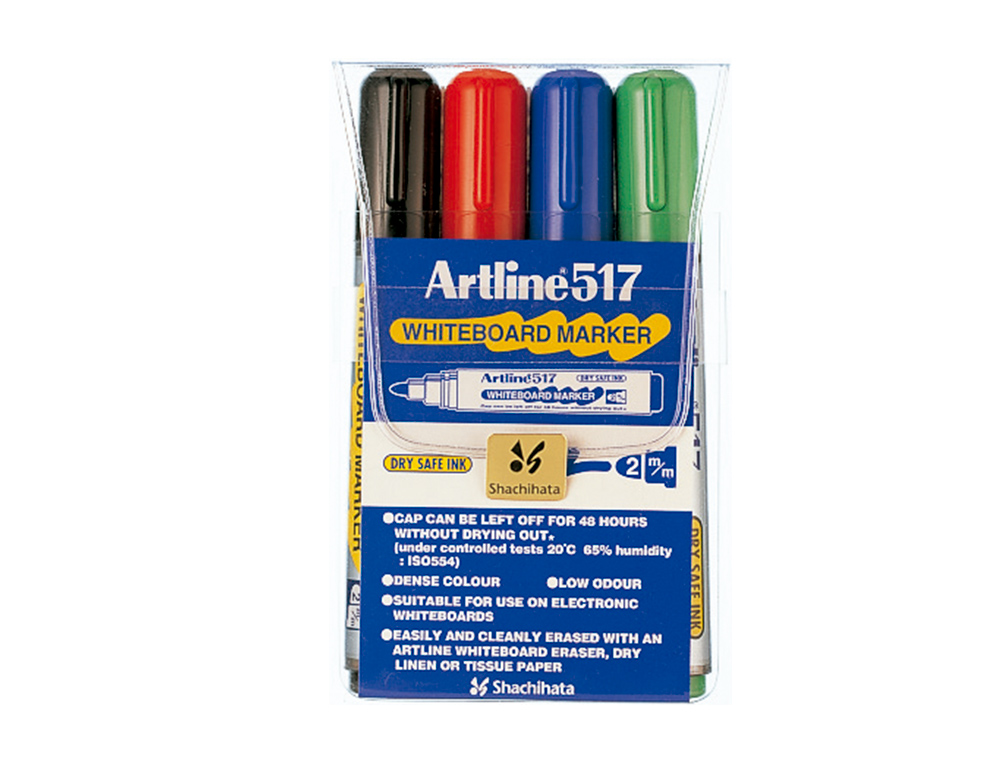 ROTULADOR ARTLINE PIZARRA EK-517/4 PUNTA REDONDA 2 MM BOLSA DE 4 UNIDADES COLORES SURTIDOS