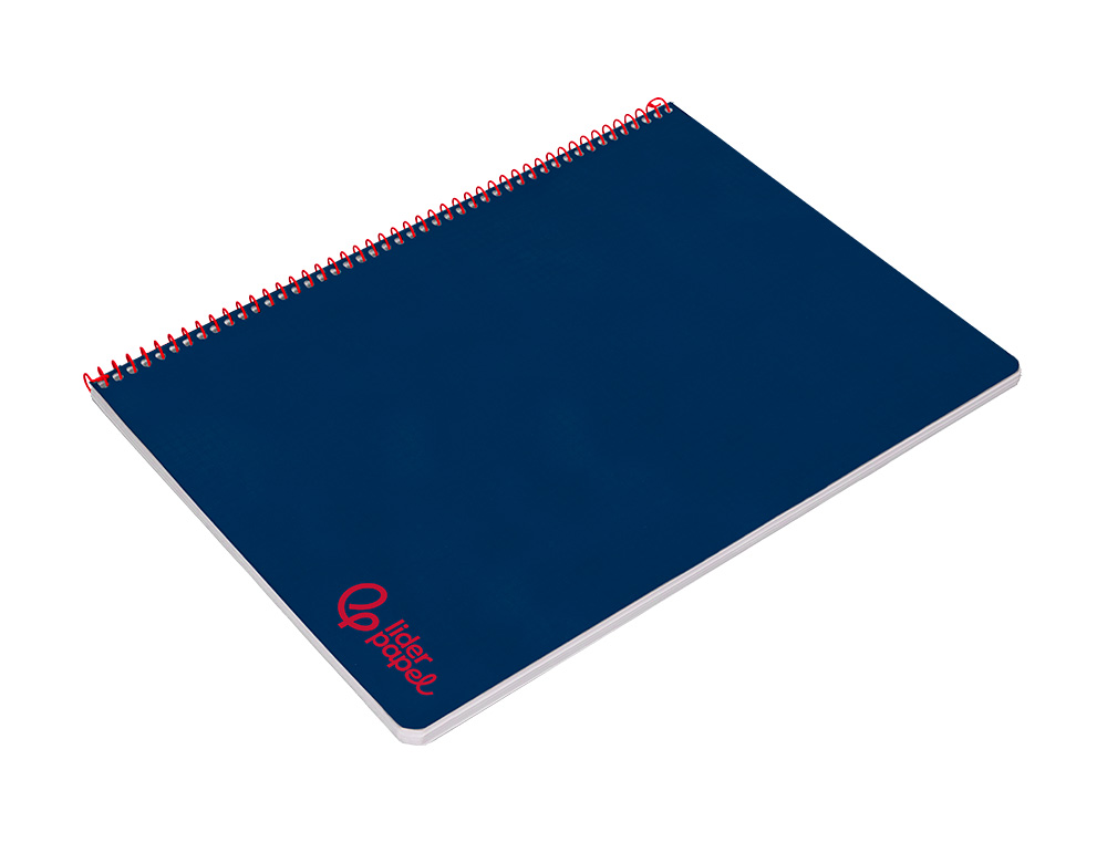 CUADERNO ESPIRAL LIDERPAPEL A4 WONDER TAPA PLASTICO 80H 90GR PAUTA ANCHA 3,5MM CON MARGEN COLOR AZUL MARINO