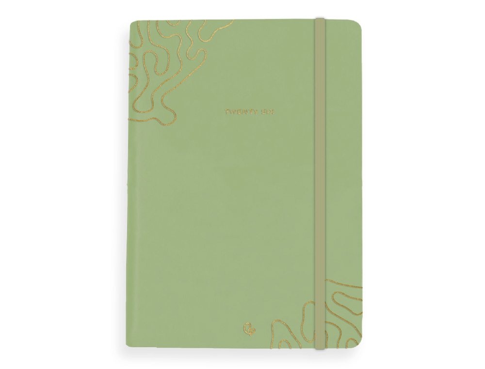 AGENDA ENCUADERNADA LIDERPAPEL EFIRA A5 2026 DIA PAGINA VERDE PAPEL 70 GR FSC