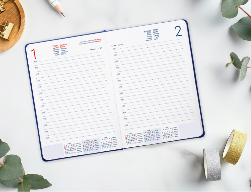 AGENDA ENCUADERNADA LIDERPAPEL EFIRA A5 2026 DIA PAGINA VERDE PAPEL 70 GR FSC