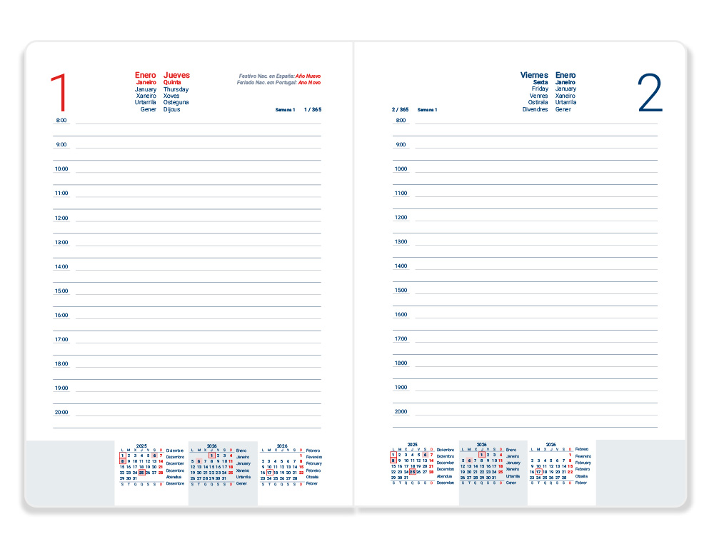 AGENDA ENCUADERNADA LIDERPAPEL MYKONOS 150X210 MM 2026 DIA PAGINA GRIS PAPEL 70 GR FSC