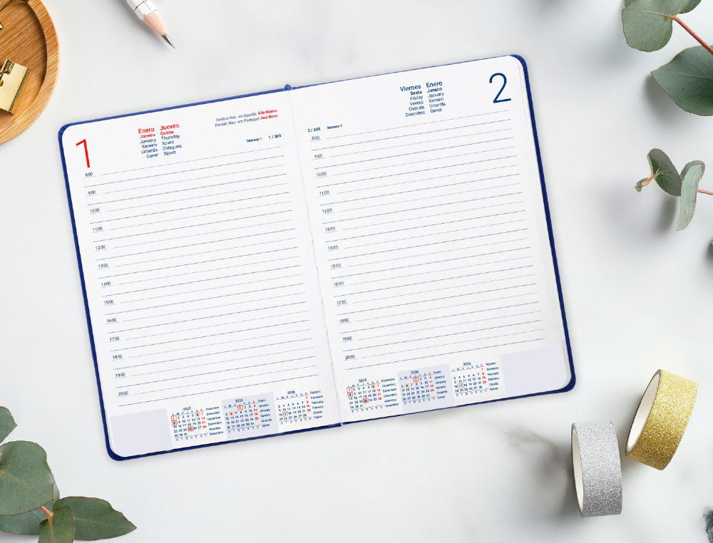 AGENDA ENCUADERNADA LIDERPAPEL MYKONOS 150X210 MM 2026 DIA PAGINA GRIS PAPEL 70 GR FSC