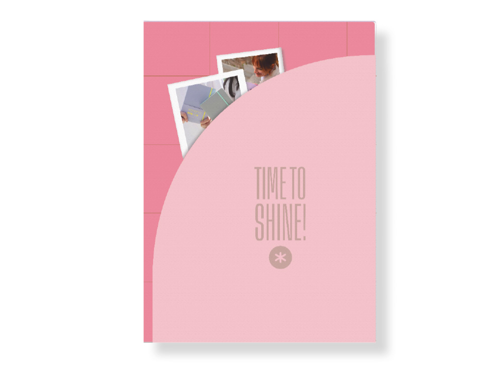 AGENDA ENCUADERNADA ANTARTIK TIME TO SHINE A5+ 2026 DÍA PÁGINA ROSA PAPEL 80G FSC