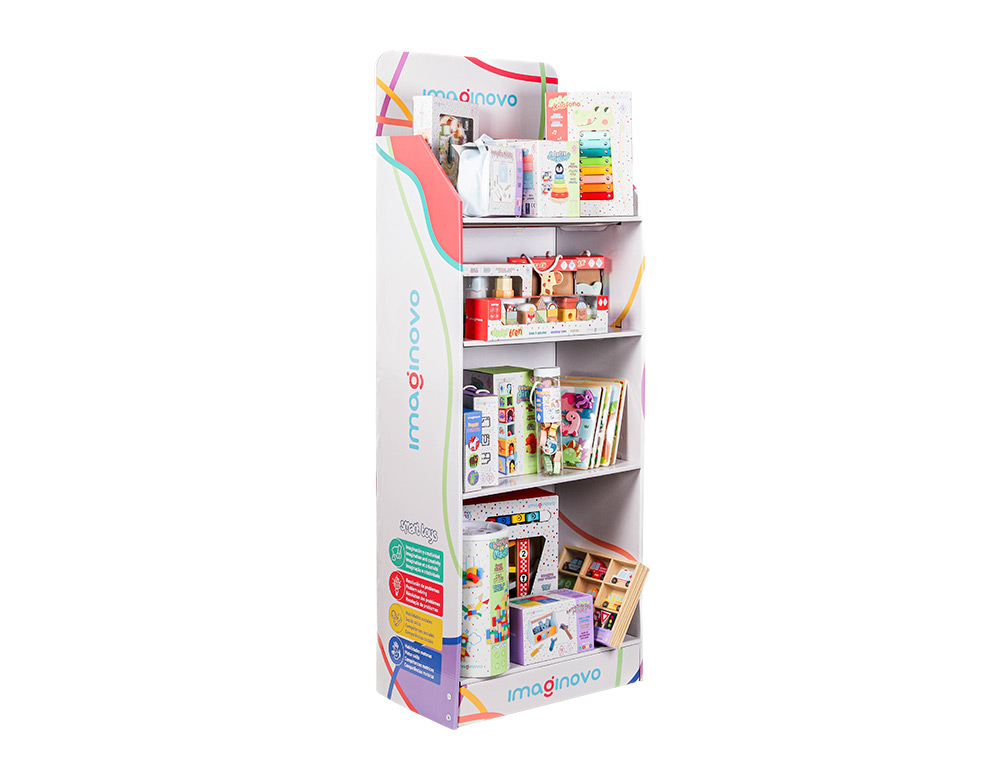 EXPOSITOR IMAGINOVO JUEGOS INFANTILES DE SUELO CARTON CON 28 JUEGOS Y 22 PUZLES SURTIDOS 60X163X35CM