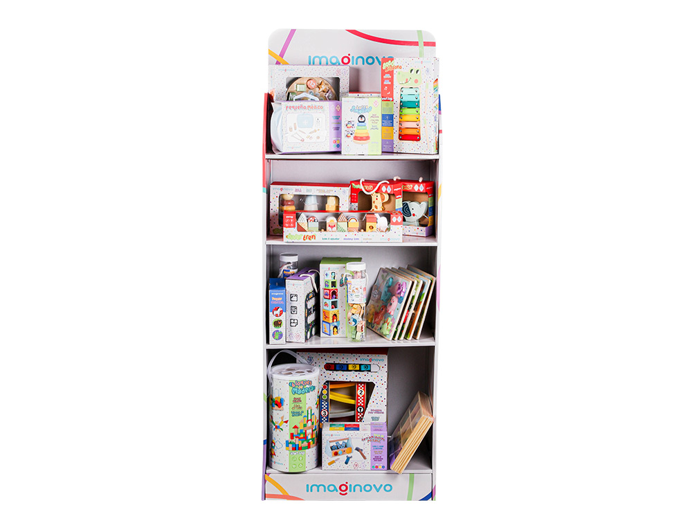 EXPOSITOR IMAGINOVO JUEGOS INFANTILES DE SUELO CARTON CON 28 JUEGOS Y 22 PUZLES SURTIDOS 60X163X35CM