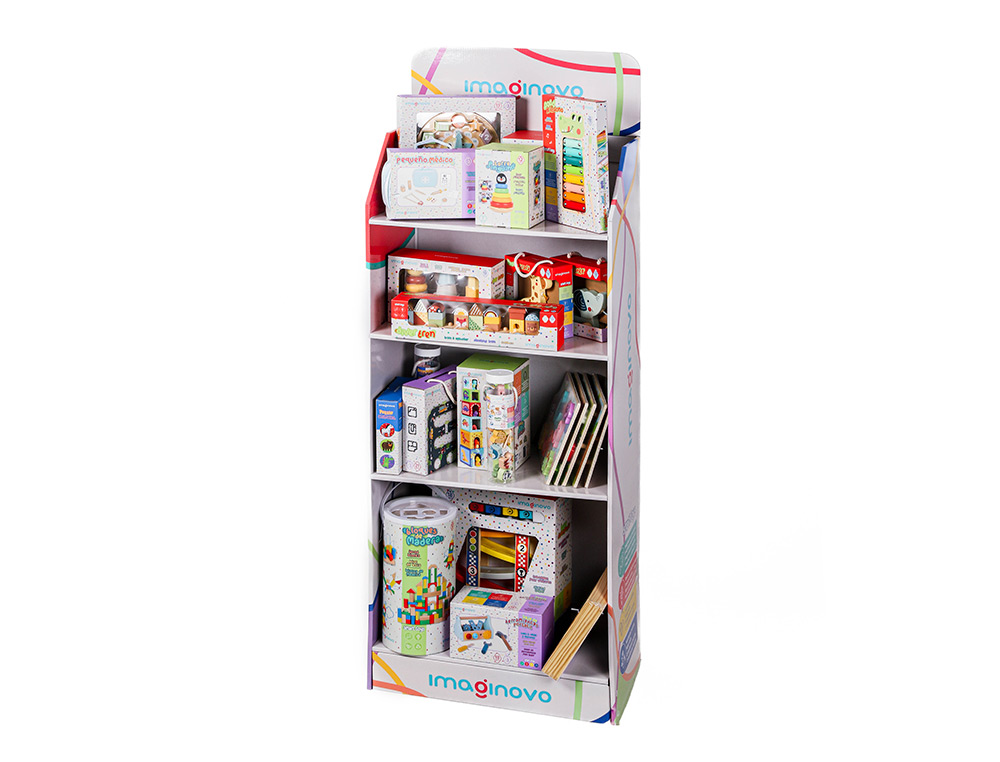EXPOSITOR IMAGINOVO JUEGOS INFANTILES DE SUELO CARTON CON 28 JUEGOS Y 22 PUZLES SURTIDOS 60X163X35CM