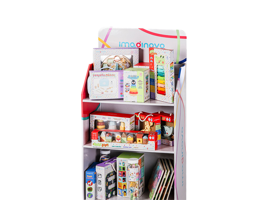EXPOSITOR IMAGINOVO JUEGOS INFANTILES DE SUELO CARTON CON 28 JUEGOS Y 22 PUZLES SURTIDOS 60X163X35CM
