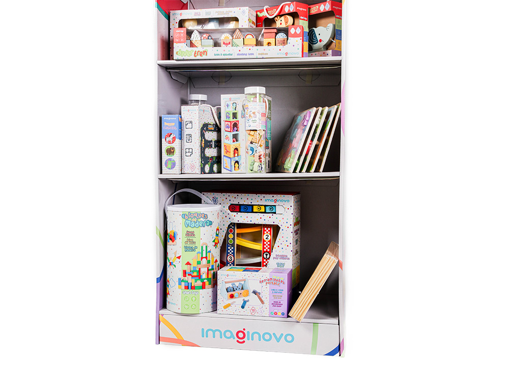 EXPOSITOR IMAGINOVO JUEGOS INFANTILES DE SUELO CARTON CON 28 JUEGOS Y 22 PUZLES SURTIDOS 60X163X35CM
