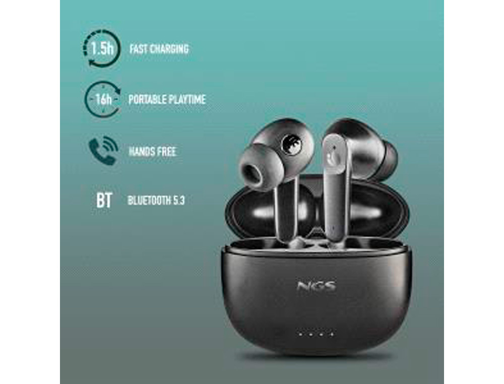 AURICULARES NGS ARTICA HUSH CON ANC&ENC BLUETOOTH 16 HORAS DE AUTONOMIA CON MICROFONO Y TOUCH CONTROL