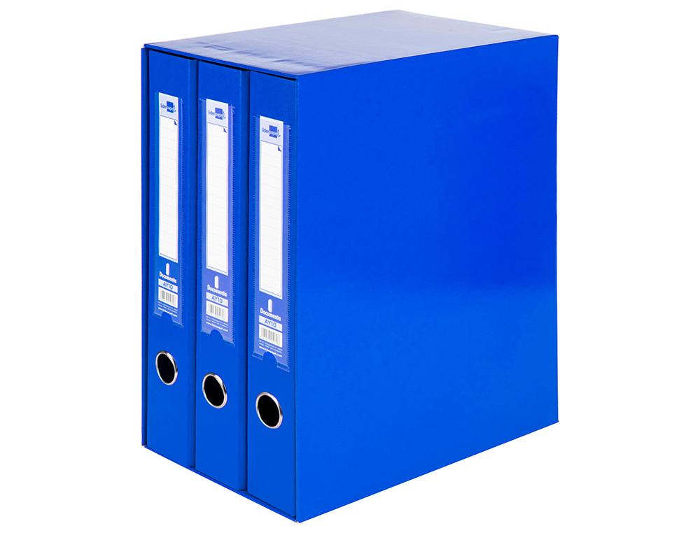 MODULO LIDERPAPEL 3 ARCHIVADORES FOLIO 2 ANILLAS MIXTAS 40MM AZUL