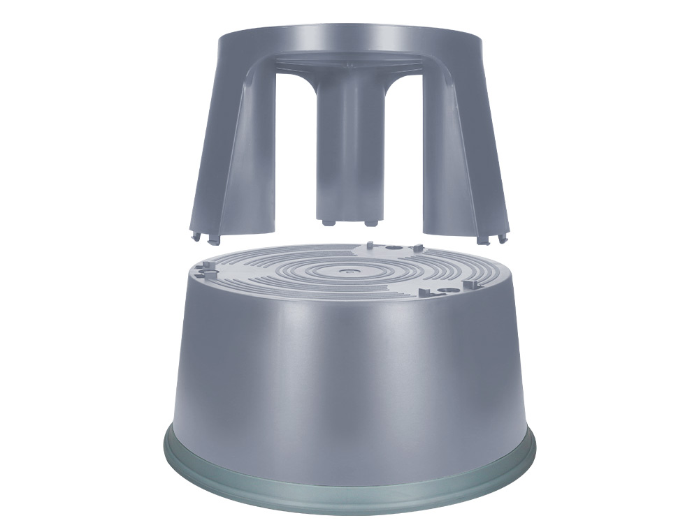 TABURETE Q-CONNECT RUEDAS RETRACTILES TRES RUEDAS DOS NIVELES COLOR GRIS