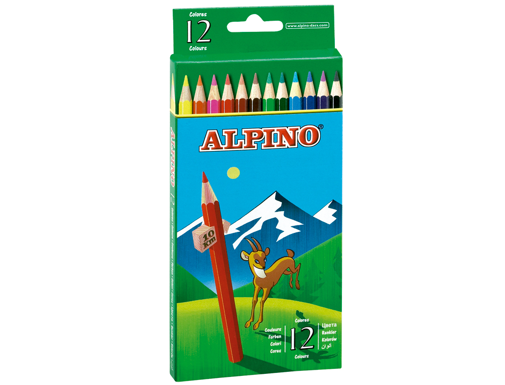 LAPICES DE COLORES ALPINO 654 CAJA DE 12 COLORES LARGOS