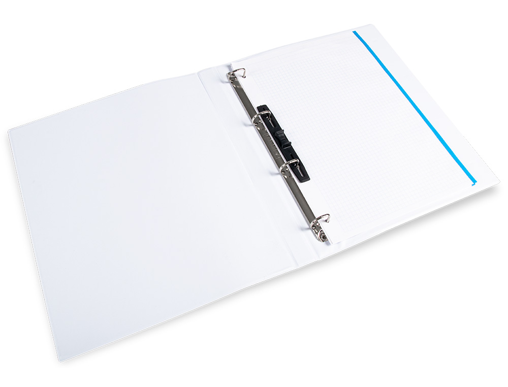 CARPETA CANGURO 4 ANILLAS MIXTAS 16MM LIDERPAPEL A4 PLASTICO COLOR BLANCO