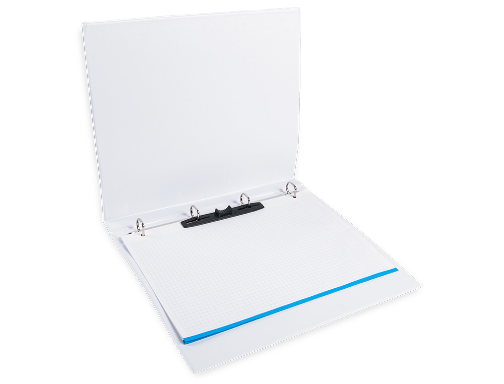 CARPETA CANGURO 4 ANILLAS MIXTAS 16MM LIDERPAPEL A4 PLASTICO COLOR BLANCO