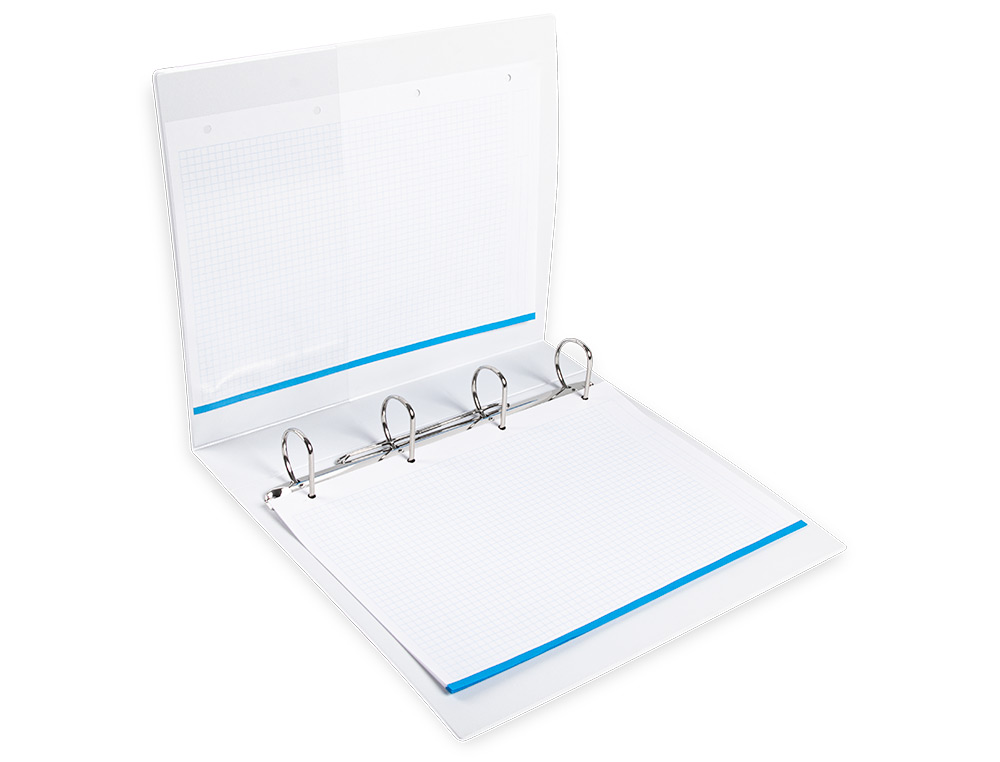 CARPETA CANGURO 4 ANILLAS MIXTAS 40MM LIDERPAPEL A4 PLASTICO COLOR BLANCO