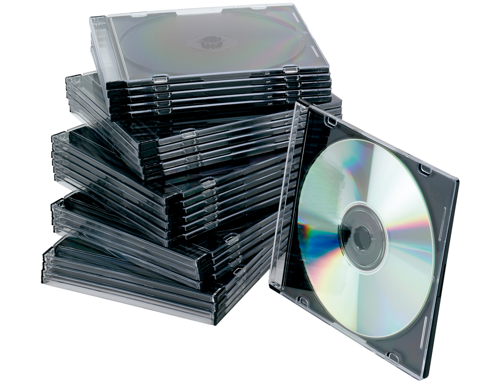 CAJA DE CD Q-CONNECT SLIM -CON INTERIOR NEGRO -PACK DE 25 UNIDADES