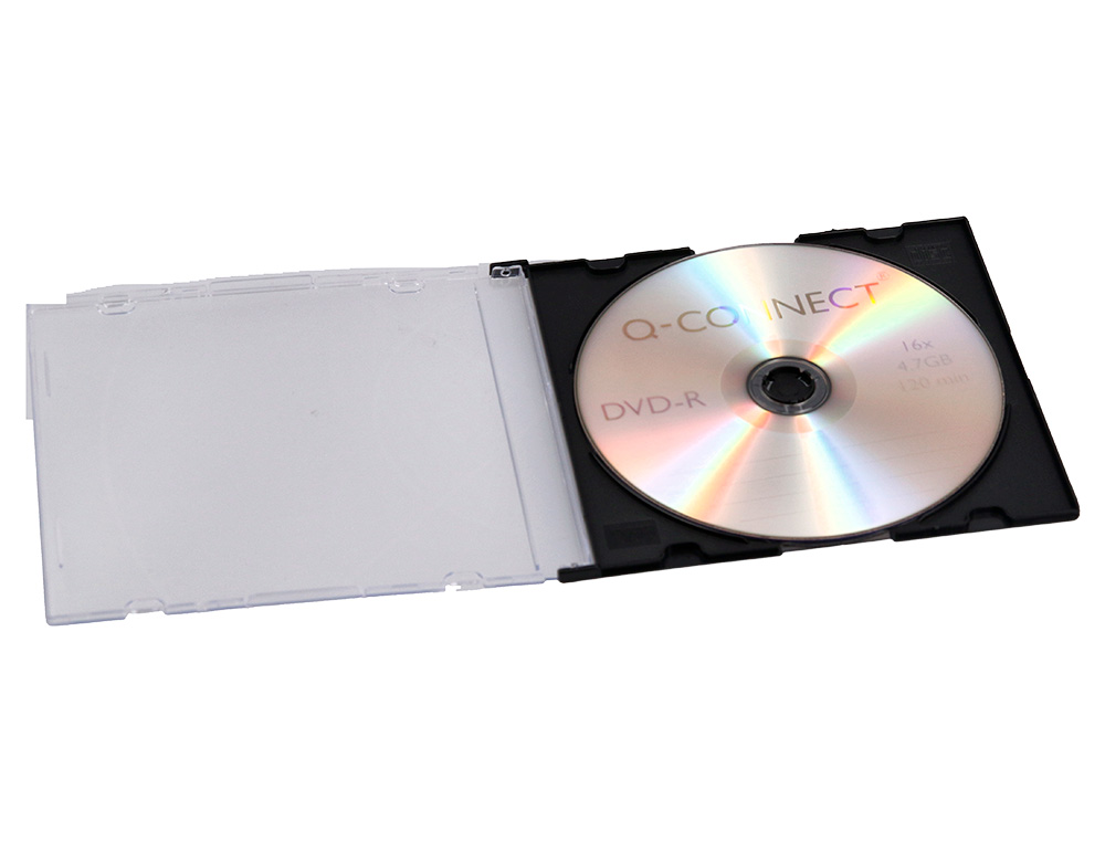 CAJA DE CD Q-CONNECT SLIM -CON INTERIOR NEGRO -PACK DE 25 UNIDADES