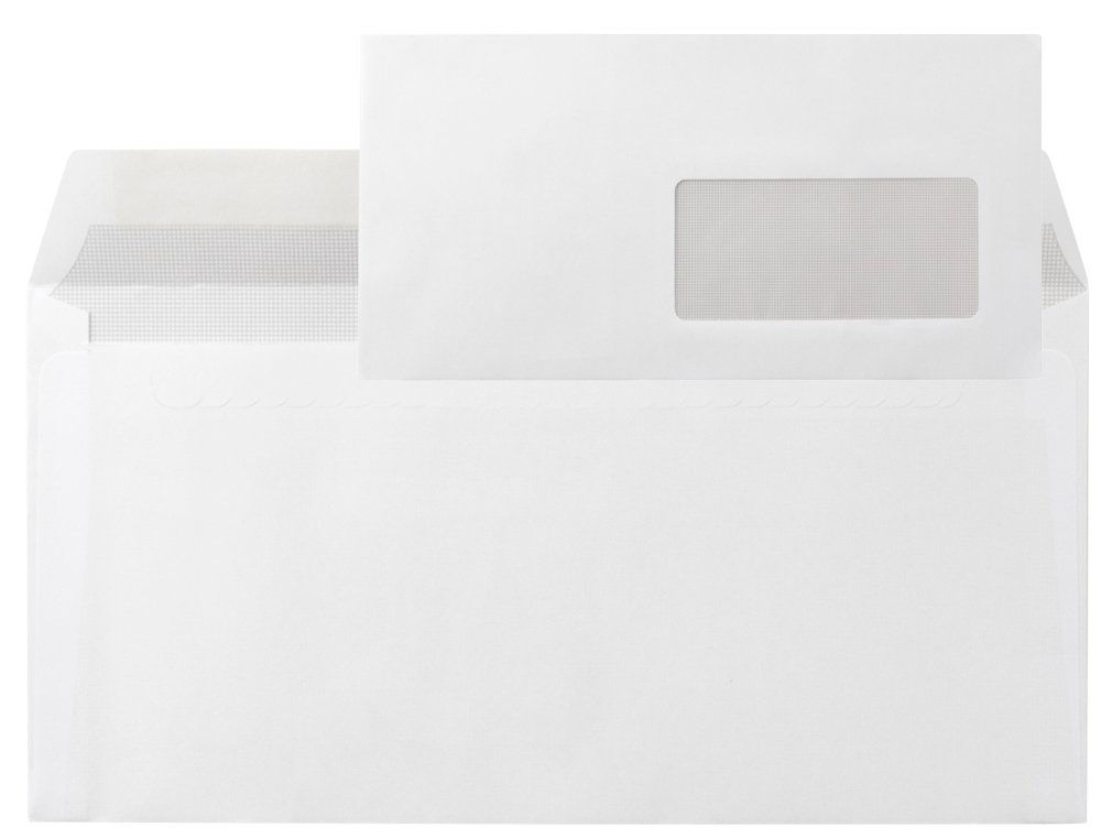SOBRE LIDERPAPEL N.3 BLANCO DIN AMERICANO VENTANA DERECHA 110X220MM TIRA DE SILICONA SYSTEM OPEN CAJA DE 500 UNIDAD