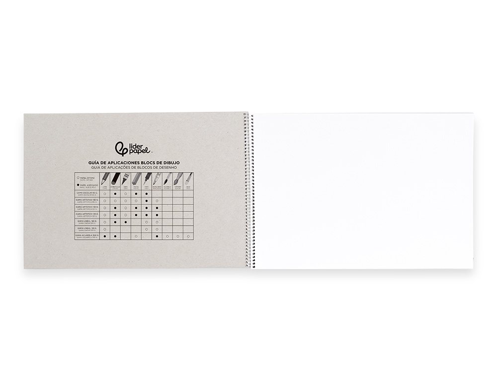 BLOC DIBUJO LIDERPAPEL ARTISTICO ESPIRAL 460X325MM 20 HOJAS 130GR/M2 SIN RECAMBIO PERFORADO