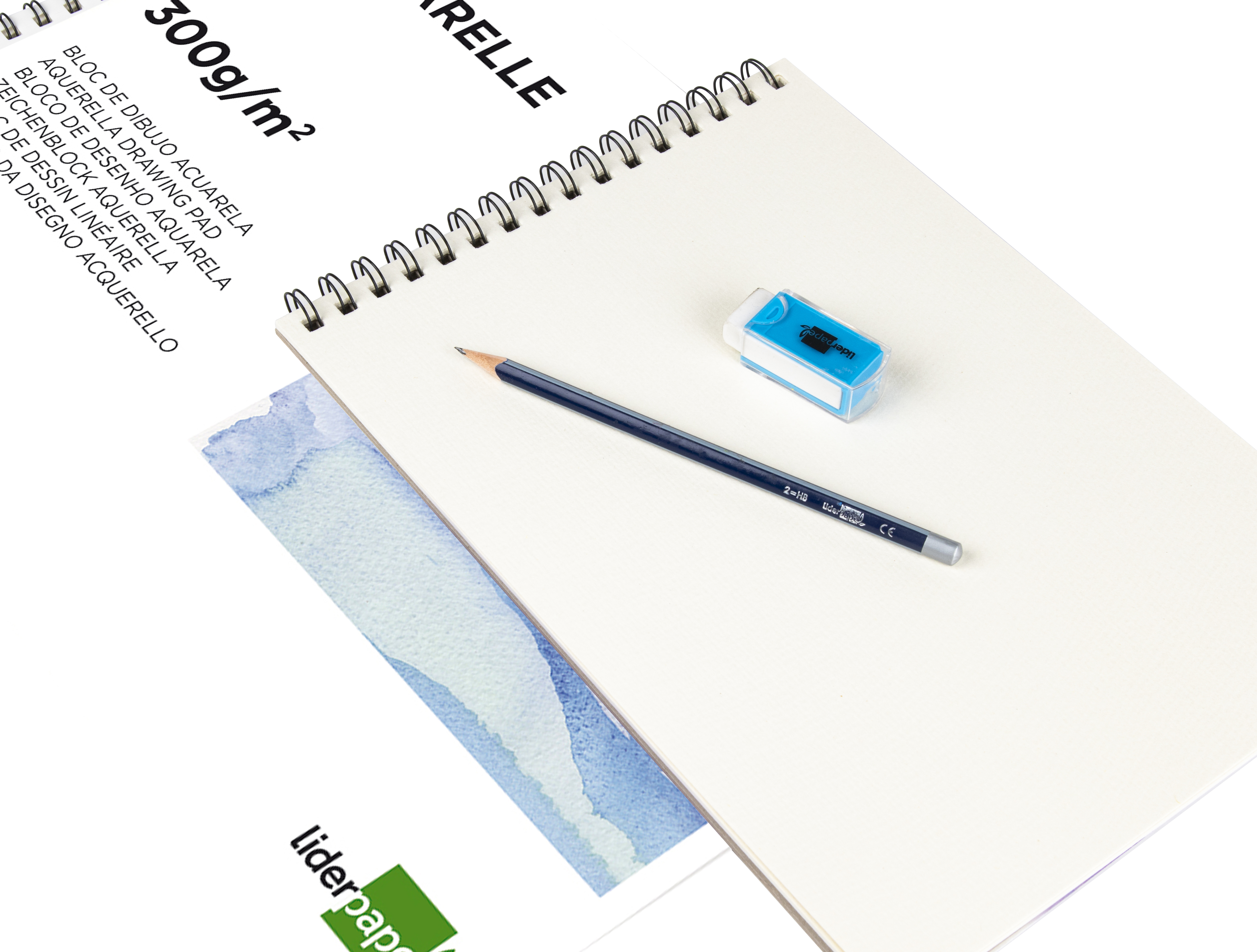 BLOC DIBUJO LIDERPAPEL ACUARELA ESPIRAL 297X210MM 10 HOJAS 300G/M2 SIN RECUADRO